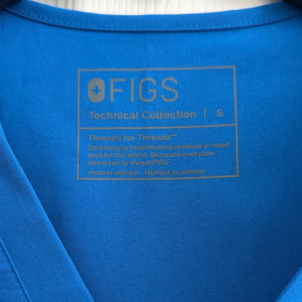 Figs Bright Blue V-Neck Scrub Top - Picture 2 of 4
